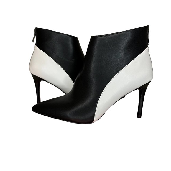 Women Stiletto Ankle Boots Size 7.5 High Heel Pointed Toe Black White NEW - Picture 2 of 15